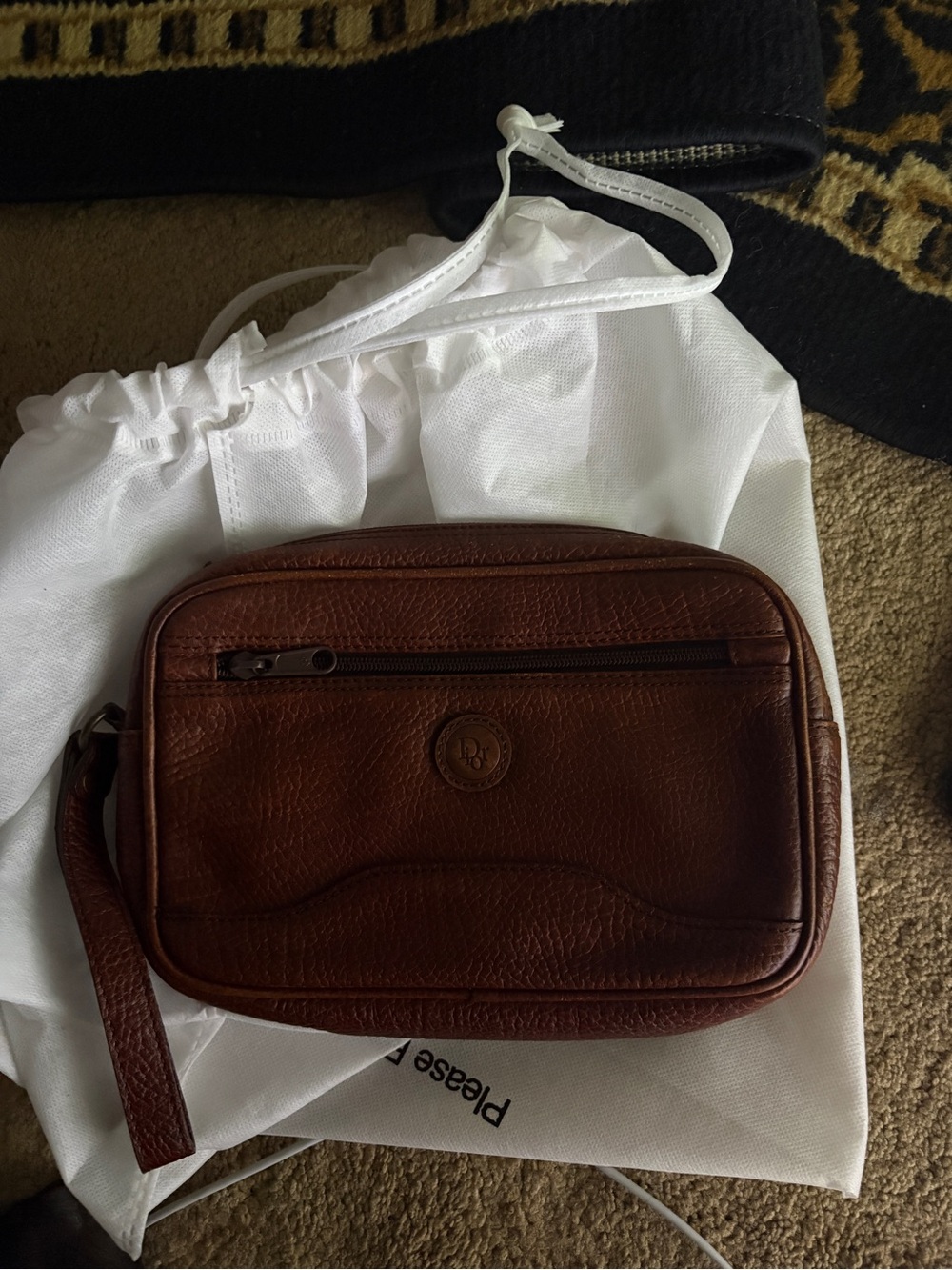 Christian Dior Brown Leather Men’s Wristlet Organizer
